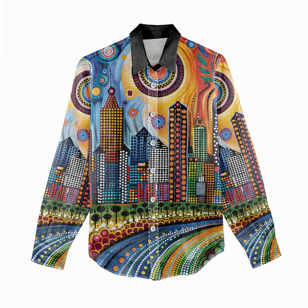 The Gold Coast Queensland Women Casual Shirt Australian Landscapes Aboriginal Dot Painting