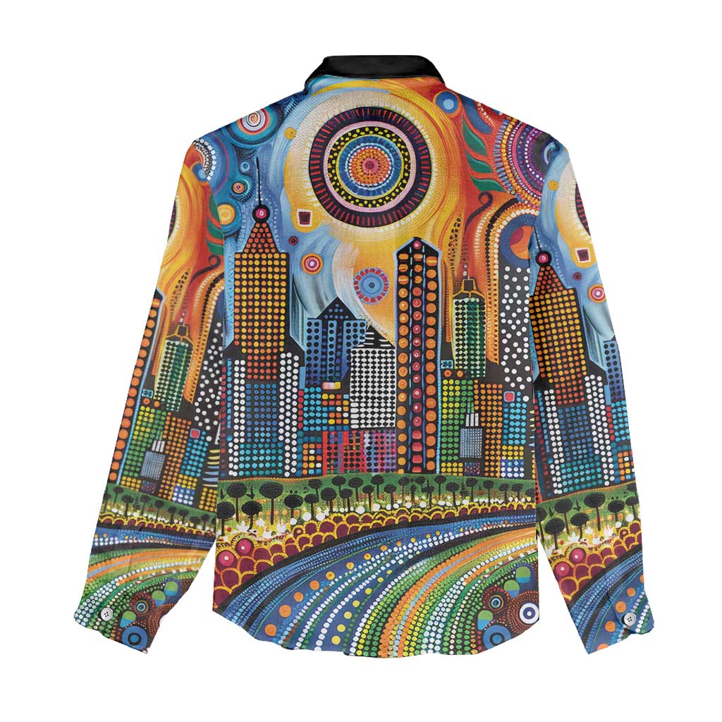 The Gold Coast Queensland Women Casual Shirt Australian Landscapes Aboriginal Dot Painting