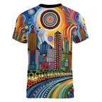 The Gold Coast Queensland Women V-Neck T-Shirt Australian Landscapes Aboriginal Dot Painting