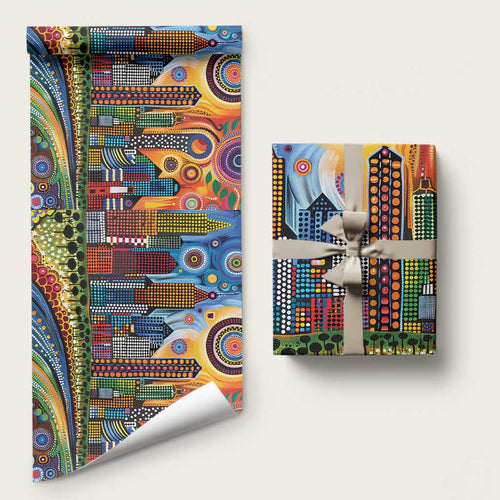 The Gold Coast Queensland Wrapping Paper Australian Landscapes Aboriginal Dot Painting - Aussie Hoodie