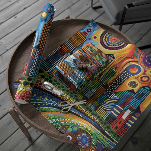 The Gold Coast Queensland Wrapping Paper Australian Landscapes Aboriginal Dot Painting - Aussie Hoodie