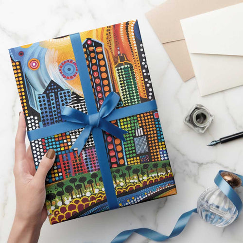 The Gold Coast Queensland Wrapping Paper Australian Landscapes Aboriginal Dot Painting - Aussie Hoodie