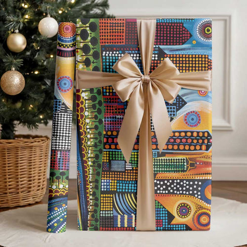 The Gold Coast Queensland Wrapping Paper Australian Landscapes Aboriginal Dot Painting - Aussie Hoodie