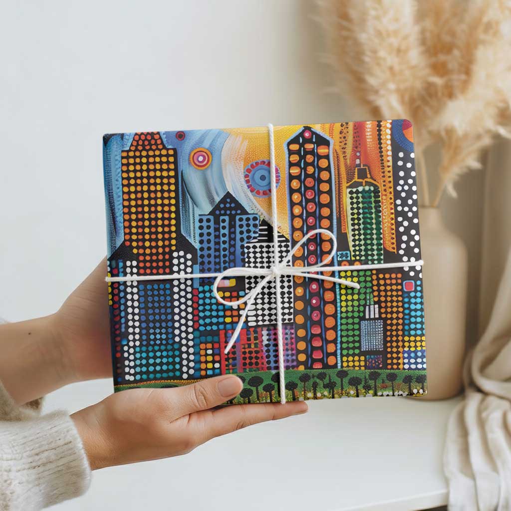 The Gold Coast Queensland Wrapping Paper Australian Landscapes Aboriginal Dot Painting - Aussie Hoodie