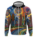 The Gold Coast Queensland Zip Hoodie Australian Landscapes Aboriginal Dot Painting