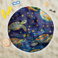 Underwater Turtles Starry Night Sky Beach Blanket Aboriginal Dot Painting Full Moon Coral Landscape