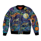 Underwater Turtles Starry Night Sky Bomber Jacket Aboriginal Dot Painting Full Moon Coral Landscape