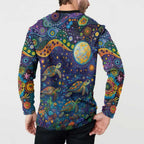 Underwater Turtles Starry Night Sky Button Sweatshirt Aboriginal Dot Painting Full Moon Coral Landscape