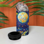 Underwater Turtles Starry Night Sky 4 in 1 Can Cooler Tumbler Aboriginal Dot Painting Full Moon Coral Landscape