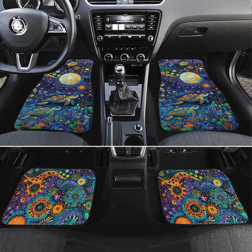 Underwater Turtles Starry Night Sky Car Mats Aboriginal Dot Painting Full Moon Coral Landscape
