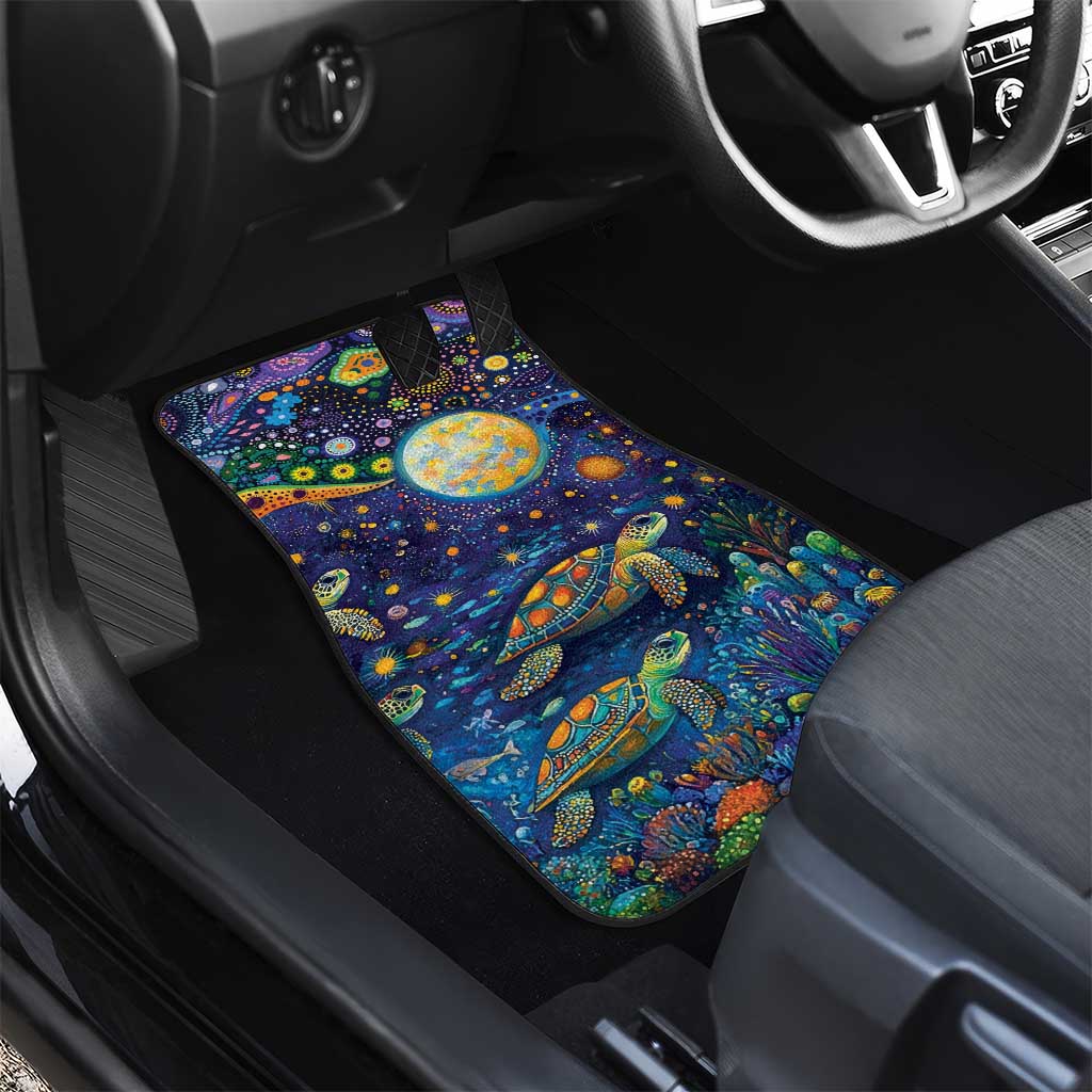 Underwater Turtles Starry Night Sky Car Mats Aboriginal Dot Painting Full Moon Coral Landscape