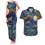 Underwater Turtles Starry Night Sky Couples Matching Tank Maxi Dress and Hawaiian Shirt Aboriginal Dot Painting Full Moon Coral Landscape