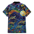 Underwater Turtles Starry Night Sky Family Matching Mermaid Dress and Hawaiian Shirt Aboriginal Dot Painting Full Moon Coral Landscape