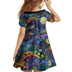 Underwater Turtles Starry Night Sky Family Matching Tank Maxi Dress and Hawaiian Shirt Aboriginal Dot Painting Full Moon Coral Landscape