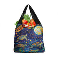 Underwater Turtles Starry Night Sky Grocery Bag Aboriginal Dot Painting Full Moon Coral Landscape