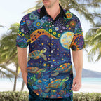 Underwater Turtles Starry Night Sky Hawaiian Shirt Aboriginal Dot Painting Full Moon Coral Landscape