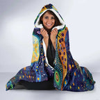 Underwater Turtles Starry Night Sky Hooded Blanket Aboriginal Dot Painting Full Moon Coral Landscape