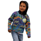 Underwater Turtles Starry Night Sky Kid Hoodie Aboriginal Dot Painting Full Moon Coral Landscape