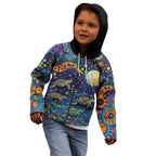 Underwater Turtles Starry Night Sky Kid Hoodie Aboriginal Dot Painting Full Moon Coral Landscape