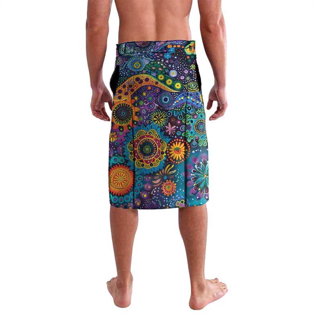 Underwater Turtles Starry Night Sky Lavalava Aboriginal Dot Painting Full Moon Coral Landscape