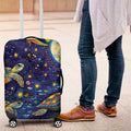 Underwater Turtles Starry Night Sky Luggage Cover Aboriginal Dot Painting Full Moon Coral Landscape