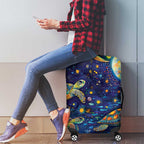 Underwater Turtles Starry Night Sky Luggage Cover Aboriginal Dot Painting Full Moon Coral Landscape