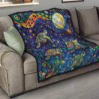 Underwater Turtles Starry Night Sky Quilt Aboriginal Dot Painting Full Moon Coral Landscape
