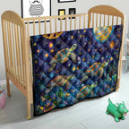 Underwater Turtles Starry Night Sky Quilt Aboriginal Dot Painting Full Moon Coral Landscape