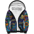 Underwater Turtles Starry Night Sky Sherpa Hoodie Aboriginal Dot Painting Full Moon Coral Landscape
