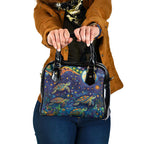 Underwater Turtles Starry Night Sky Shoulder Handbag Aboriginal Dot Painting Full Moon Coral Landscape