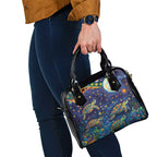 Underwater Turtles Starry Night Sky Shoulder Handbag Aboriginal Dot Painting Full Moon Coral Landscape