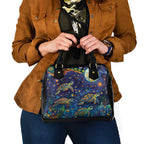 Underwater Turtles Starry Night Sky Shoulder Handbag Aboriginal Dot Painting Full Moon Coral Landscape