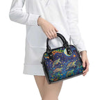 Underwater Turtles Starry Night Sky Shoulder Handbag Aboriginal Dot Painting Full Moon Coral Landscape