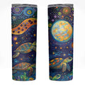 Underwater Turtles Starry Night Sky Skinny Tumbler Aboriginal Dot Painting Full Moon Coral Landscape