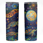 Underwater Turtles Starry Night Sky Skinny Tumbler Aboriginal Dot Painting Full Moon Coral Landscape