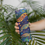 Underwater Turtles Starry Night Sky Skinny Tumbler Aboriginal Dot Painting Full Moon Coral Landscape