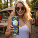 Underwater Turtles Starry Night Sky Skinny Tumbler Aboriginal Dot Painting Full Moon Coral Landscape