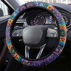 Underwater Turtles Starry Night Sky Steering Wheel Cover Aboriginal Dot Painting Full Moon Coral Landscape