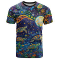 Underwater Turtles Starry Night Sky T Shirt Aboriginal Dot Painting Full Moon Coral Landscape