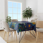 Underwater Turtles Starry Night Sky Tablecloth Aboriginal Dot Painting Full Moon Coral Landscape