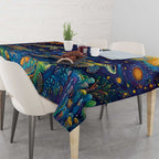 Underwater Turtles Starry Night Sky Tablecloth Aboriginal Dot Painting Full Moon Coral Landscape