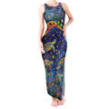 Underwater Turtles Starry Night Sky Tank Maxi Dress Aboriginal Dot Painting Full Moon Coral Landscape
