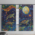 Underwater Turtles Starry Night Sky Window Curtain Aboriginal Dot Painting Full Moon Coral Landscape