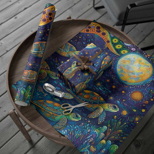 Underwater Turtles Starry Night Sky Wrapping Paper Aboriginal Dot Painting Full Moon Coral Landscape - Aussie Hoodie