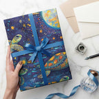 Underwater Turtles Starry Night Sky Wrapping Paper Aboriginal Dot Painting Full Moon Coral Landscape - Aussie Hoodie