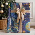Underwater Turtles Starry Night Sky Wrapping Paper Aboriginal Dot Painting Full Moon Coral Landscape - Aussie Hoodie