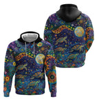 Underwater Turtles Starry Night Sky Zip Hoodie Aboriginal Dot Painting Full Moon Coral Landscape