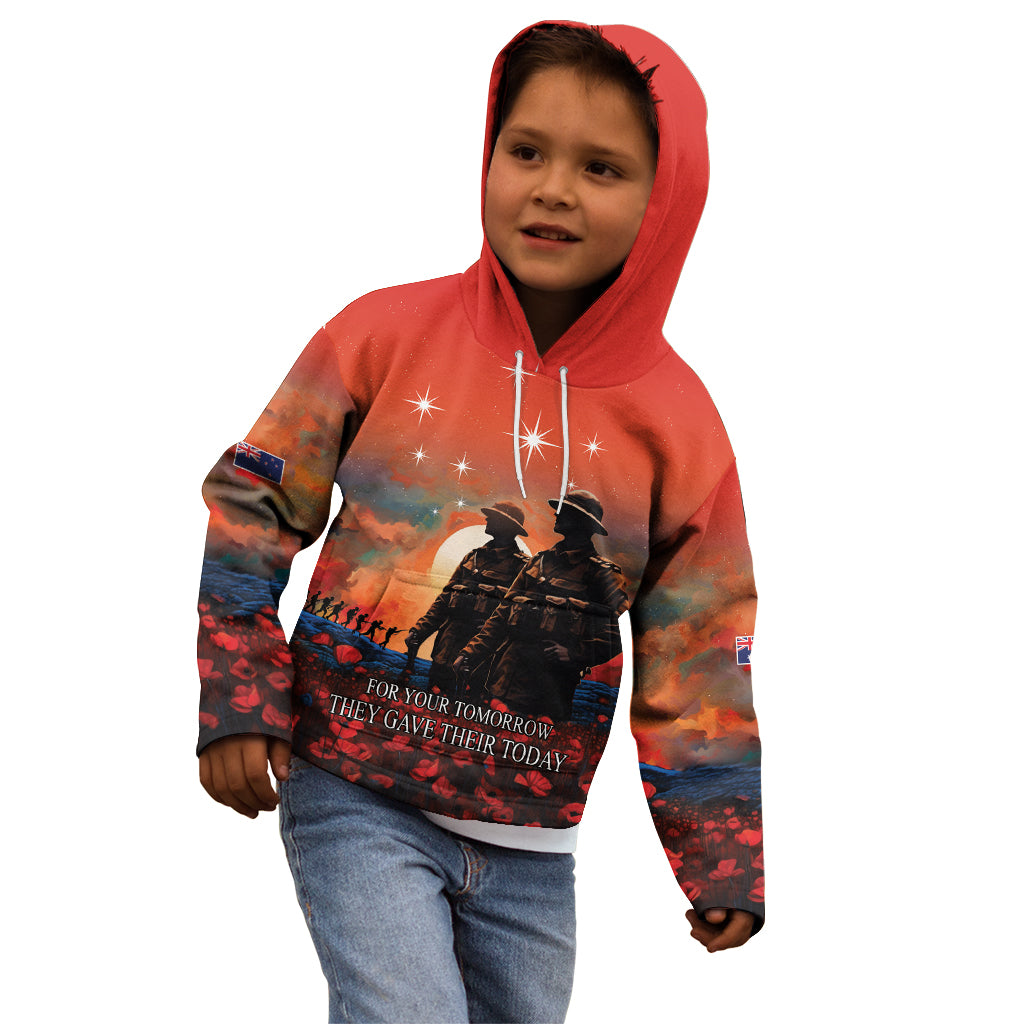 New Zealand ANZAC The Stars of Matariki Kid Hoodie For Your Tomorrow They Gave Their Today