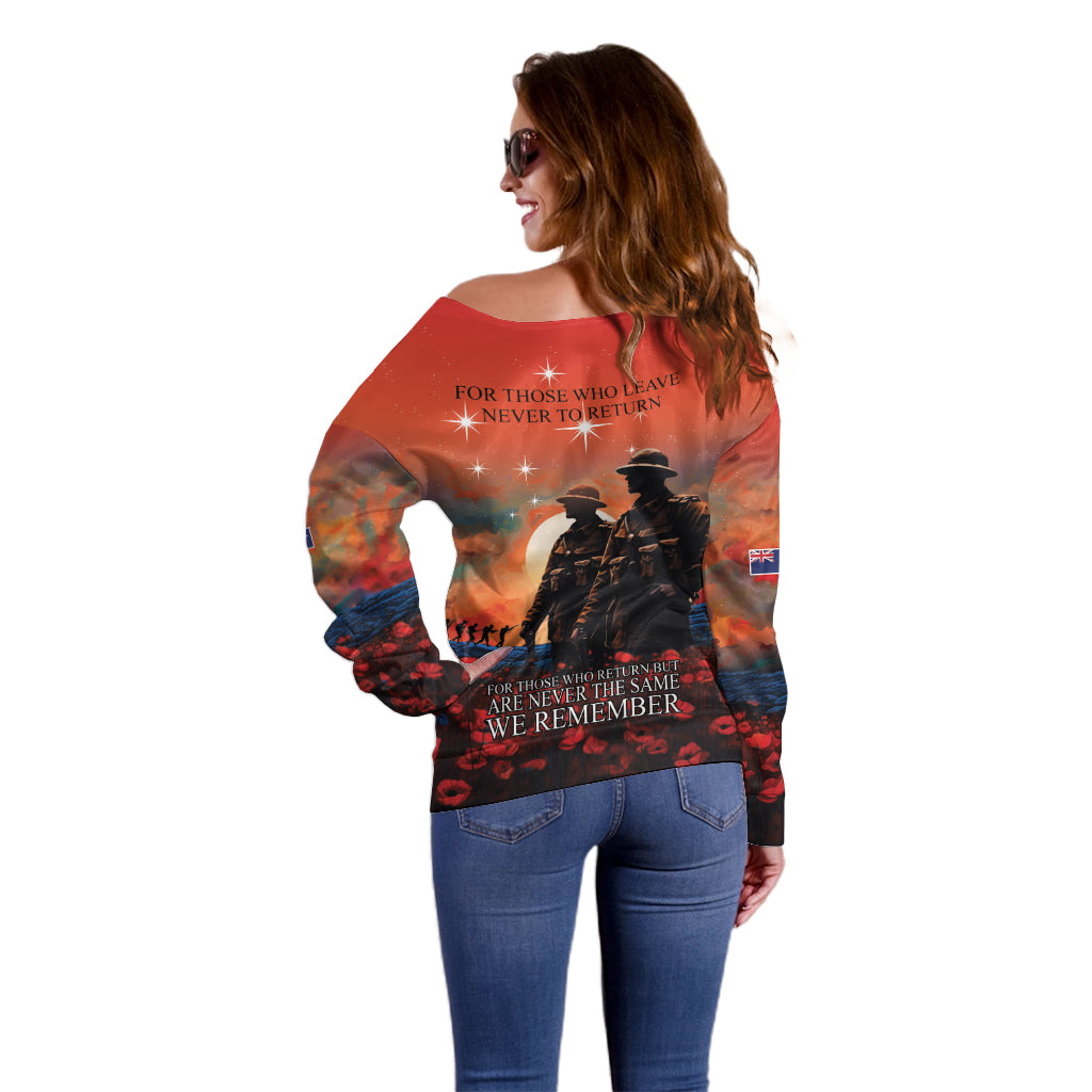 New Zealand ANZAC The Stars of Matariki Off Shoulder Sweater For Your Tomorrow They Gave Their Today