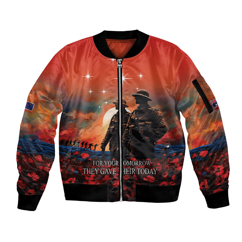 New Zealand ANZAC The Stars of Matariki Sleeve Zip Bomber Jacket For Your Tomorrow They Gave Their Today